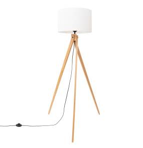 Lampa podłogowa NATT SL.1908 drewniana oprawa z białym abażurem SOLLUX LIGHTING