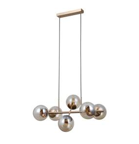 Lampa wisząca Molite PND-1098-6-HB oprawa w kolorze złotym z bursztynowymi kloszami ITALUX