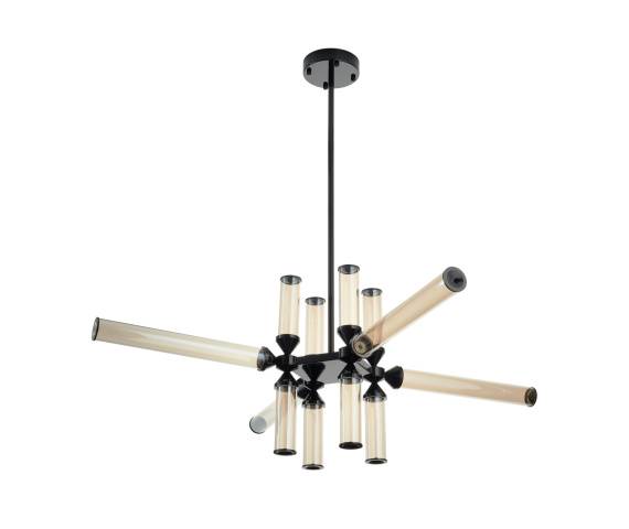 Lampa wisząca QUADRO-12 LED bursztynowe szklane klosze