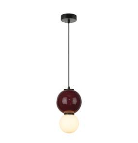 Lampa wisząca Pieve PND-95221-1S-PRP oprawa w kolorze czerni i borda ITALUX