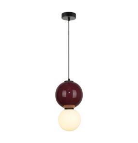 Lampa wisząca Pieve PND-95221-1M-PRP oprawa w kolorze czerni i borda ITALUX