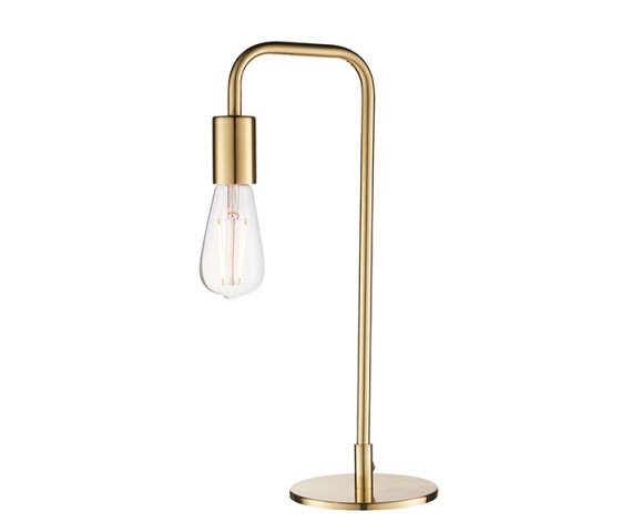 złota minimalistyczna lampa biurkowa