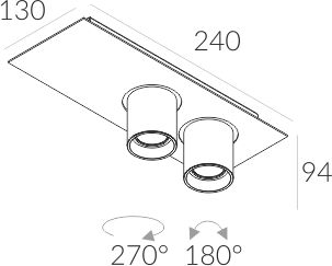 Oprawa natynkowa Auro Base 60 NT 90x2 3-0555 CRI80 Labra