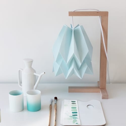 Lampa stołowa Table Mint Blue Orikomi niebieska oprawa w minimalistycznym stylu 